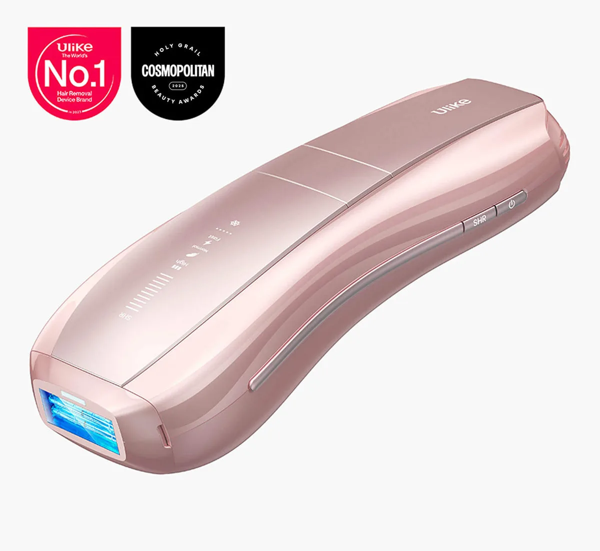 Rose gold laser hair remover with Ulike branding on a white background